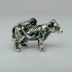 Sterling Silver DAIRY COW Charm for Bracelet PENDANT Farmer Gift MILK Vintage