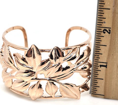 Vintage Wide Cuff Bracelet Leaf Cutout Rose Gold Plated BBJ JTV 8″