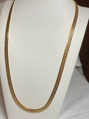 24″ flat texture link vintage gold tone necklace fold over clasp