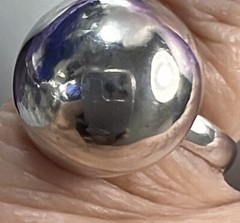 MODERNISTIC 0.925 Sterling Silver Estate 3/8″ DOME HALF BALL band RING size 7