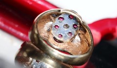 14k Yellow Gold 0.56ct Natural Diamond Sz 8 Ring Ruby Vintage Heated 6.37g N3078