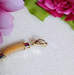 Vintage SOLID 14KT Gold Multi Color Jadeite Jade 11-Panel Link Bracelet~ 8-1/4″