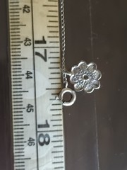 Vtg Silver Tone Flower Pendant 925 Sterling Chain Link Necklace 17.75″