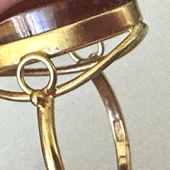 Vintage, 875 Silver Stamped, Vermeil, Russian Baltic Amber Ring, Size 7.75.