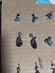 Lot Of 12 Vintage 1950’s Southwestern Turquoise Earrings From General Store NOS