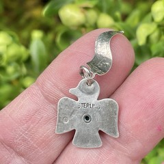Sterling Silver & Turquoise Thunderbird Charm Colorado Souvenir Tag Banner