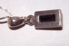 PETITE DOME AMBER BUBBLES STERLING SILVER NECKLACE PENDANT~Vtg 925 Box Chain SU