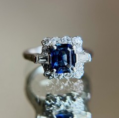 Vintage Retro ~1ct Sapphire & Diamond Platinum Engagement Ring Sz 5 5.7g Estate