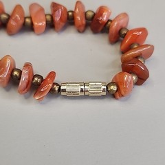 Vintage Carnelian Agate Beaded Necklace Stone Orange Polished Nugget 17.5″