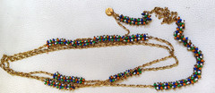 Vintage Carla Perretti Long Gold Chain Seed Bead 3 Wrap Necklace Signed Italy