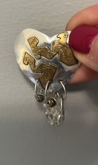 Signed Vintage BOGGIO Sterling Heart pendant with brass accents 6.6g