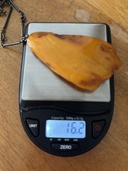 Vintage Large Egg Yolk Baltic Amber Pendant Necklace Sterling Silver Chain