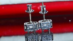 10k w/gold earrings 0.25ct natural diamond invisible set screwback 1.60gr N3650