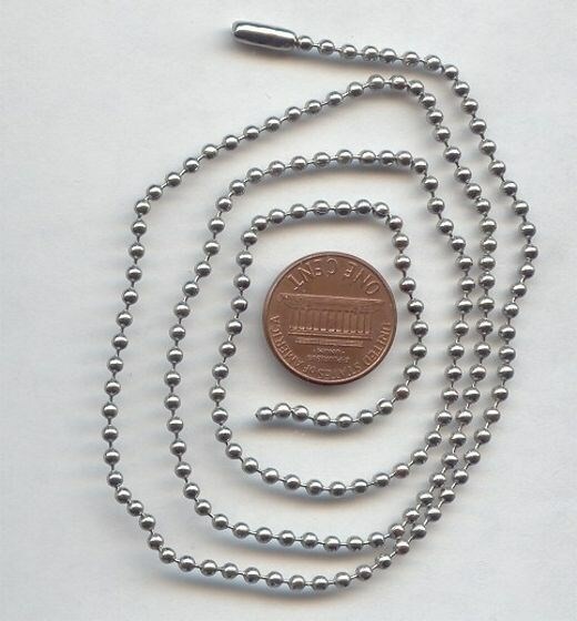 3 PIECES VINTAGE SILVER PLATED STEEL 2mm. BALL CHAIN 24″ NECKLACES B349