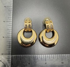 Givenchy Vintage Logo Earrings Gold Tone Dangle Knockers Runway Signed J130