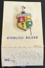 Vintage SOUTH AFRICA Coat Of Arms/Shield Sterling Silver Bracelet/Necklace Charm