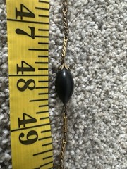 Tammy Jewels Vintage Black Beaded gold-tone Station Bar Link Necklace 56in