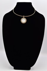 Vintage Kirks Folly Seaview Moon Face Pendant Necklace Gold AB Crystal 80s Bin3D