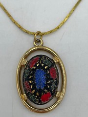 VTG Sarah Coventry 1968 Light Of The East Mosaic Brooch Pin & Pendant Necklace