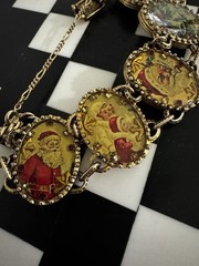 Vintage John Wind Maximal Art Christmas Panel Bracelet 14kt Gold Plated