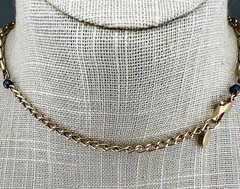 Liz Claiborne Necklace Faux Turquoise Glass Cabochon Pendant Gold Tone Signed 19