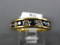 .99CT DIAMOND & AAA SAPPHIRE 14KT YELLOW GOLD 3D ROUND CHANNEL ANNIVERSARY RING