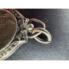 Vintage Ornate Floral Art Deco Oval Locket Pendant Silver Tone 26.7mmx41.4mm