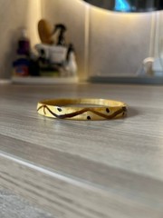 Vintage Tortoiseshell Bangle Bracelet Brown Cream Acrylic Resin Jewelry