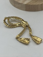 Unsigned Vintage Avon Decorative Tassel Pin Brooch Gold Tone Knotted Rope-Look