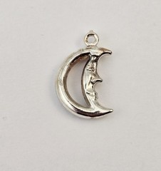Vintage Sterling Silver Man in the Moon Crescent Hollow Pendant 925 – 1.1g
