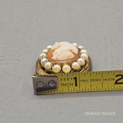 Vintage Italian Cameo Profile Oval Brooch Pin / Pendant 12k GF Faux Pear