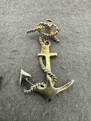 Vintage Gold Tone Nautical Anchor Clip On Dangle Drop Earrings