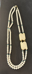 Japan Plastic Ceramic Beaded Double Strand Art Deco 1980’s Statement Necklace