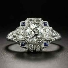 2.90 Ct Art Deco Style Round Cut Lab-Created Diamond Ring 14k White Gold Finish