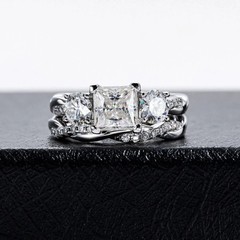 2.9Ct Princess Cut Lab Created Diamond Wedding Bridal Ring Set 14K White Gold FN