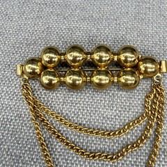 Vintage Brooch Gold Tone Beads Triple Chain Drape 3.5 Inches
