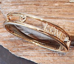 Retro Vintage ANNE KLEIN Pave Crystals Slide LOVE Cuff Bracelet NWOT S11