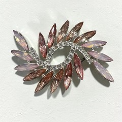 Vintage Pink Cranberry Champagne Crystal Rhinestone Brooch signed Napier
