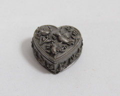 Torino Pewter Heart Birds Trinket Box W/ NECKLACE Earrings Brooch COMPLETE SET!