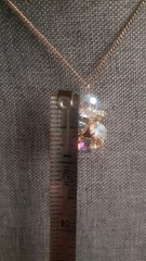Vintage Aurora borealis Prong set Cluster Pendant Gold tone Necklace 15 In.