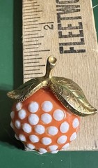 Vintage lucite acrylic resin forbidden fruit orange White rhinestone brooch