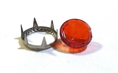 50 Lot Vintage Red Plastic JEWEL with metal rim for material stud foe rhinestone
