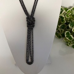 Vintage Mesh Chain Sautoir Necklace Long Flapper Statement Jewelry 24 inch