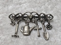 Antique Grow In Grace Silver Tone Charm Brooch Pin 1.5in