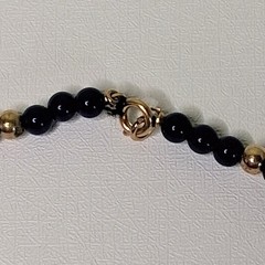 Navy Blue & Gold Beaded Bib Necklace Woven Statement Collar V-Shape Vintage