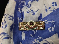 Vintage Adaya semi precious gemstones Mirco Mosiac Art Deco Brooch/Pin