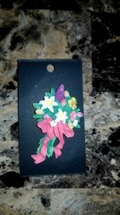Vintage Multicolored Floral Bouquet Pin Brooch, Tulips, Lillies, Daisys 2.5″