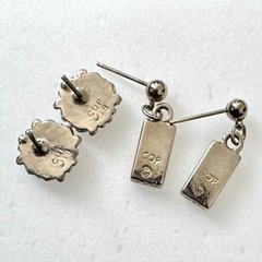 Turquoise Chip Stud Dangle Drop Earrings Signed COP Castings On Parade 2 Pair