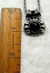 Vintage 925 Sterling Silver Modernist Black Onyx Pendant Necklace 20.1 Grams