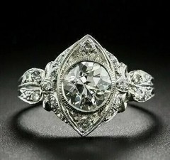 Timeless Old European Style LabCreated Diamond Circa Engagement 14K Gold FN Ring